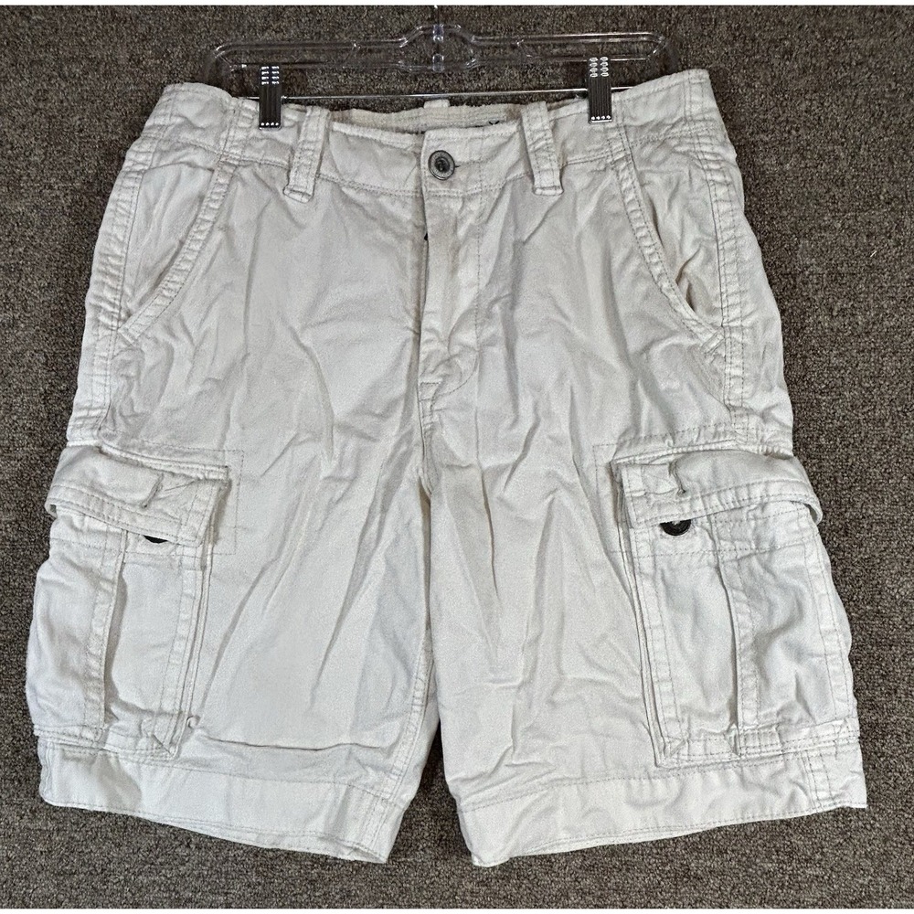 American Eagle Outfitters Classic Cargo Shorts Men's 32 White Beige 9" Inseam